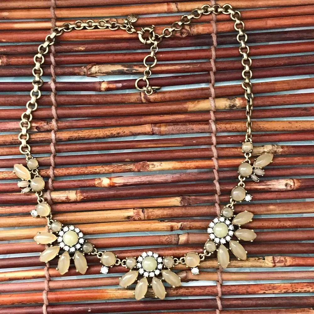 J Crew Bling Gold Tone Floral Necklace